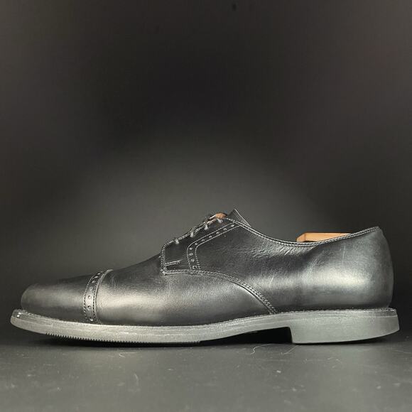 Allen Edmonds Perry Men’s Size 10.5 D Black Leather Cap-Toe Oxford Dress Shoes - Picture 1 of 10